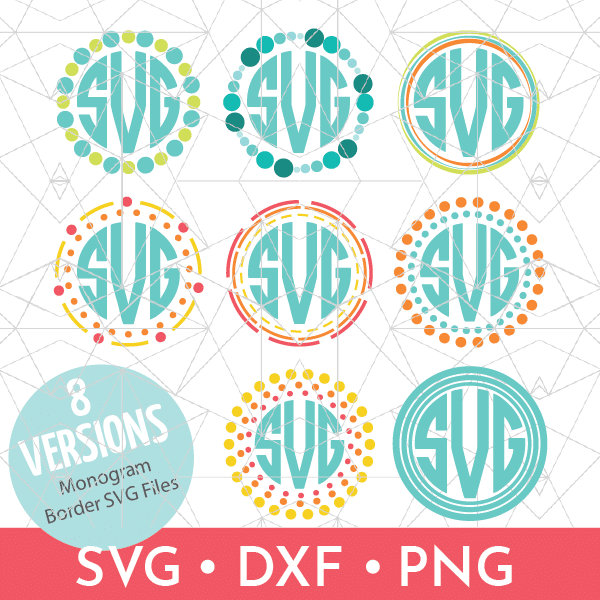 Vector depiction of 8 Circle Monogram border SVG designs