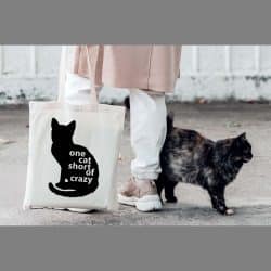 Tote bag wtih one cat short of crazy design