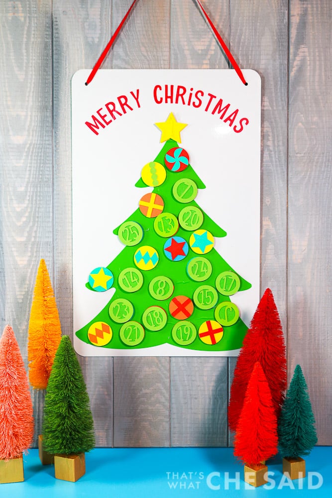 Magnetic Christmas Tree Advent Calendar hanging on wall