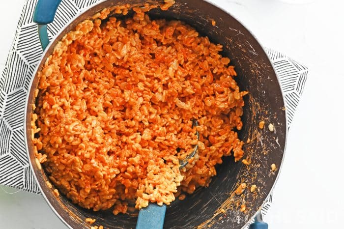 orange rice krispie treat mixture