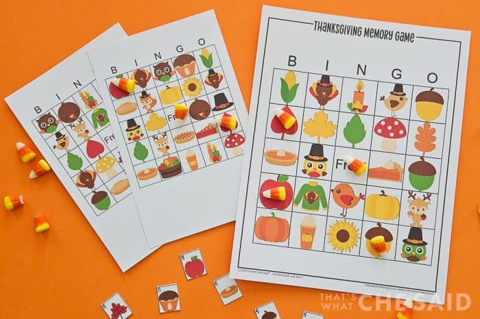 Half Sheet & Full Page Free Printable Thanksgiving Bingo Game Cards