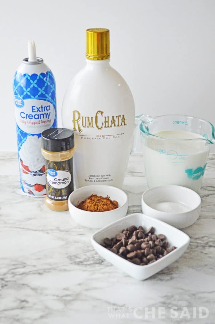 Rumchata hot chocolate ingredients and toppings