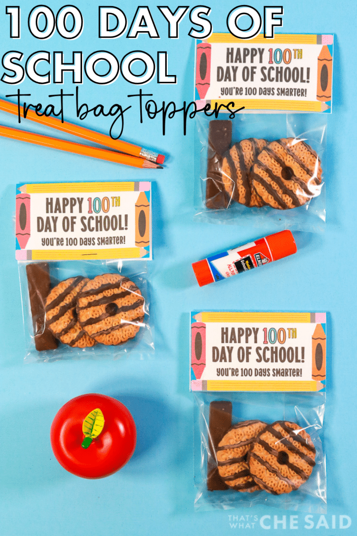 100 Days of School Treat bag topper printable pin