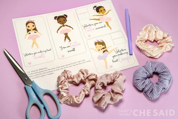 Supplies to make Ballerina Scrunchie Tutu Valentine Cards