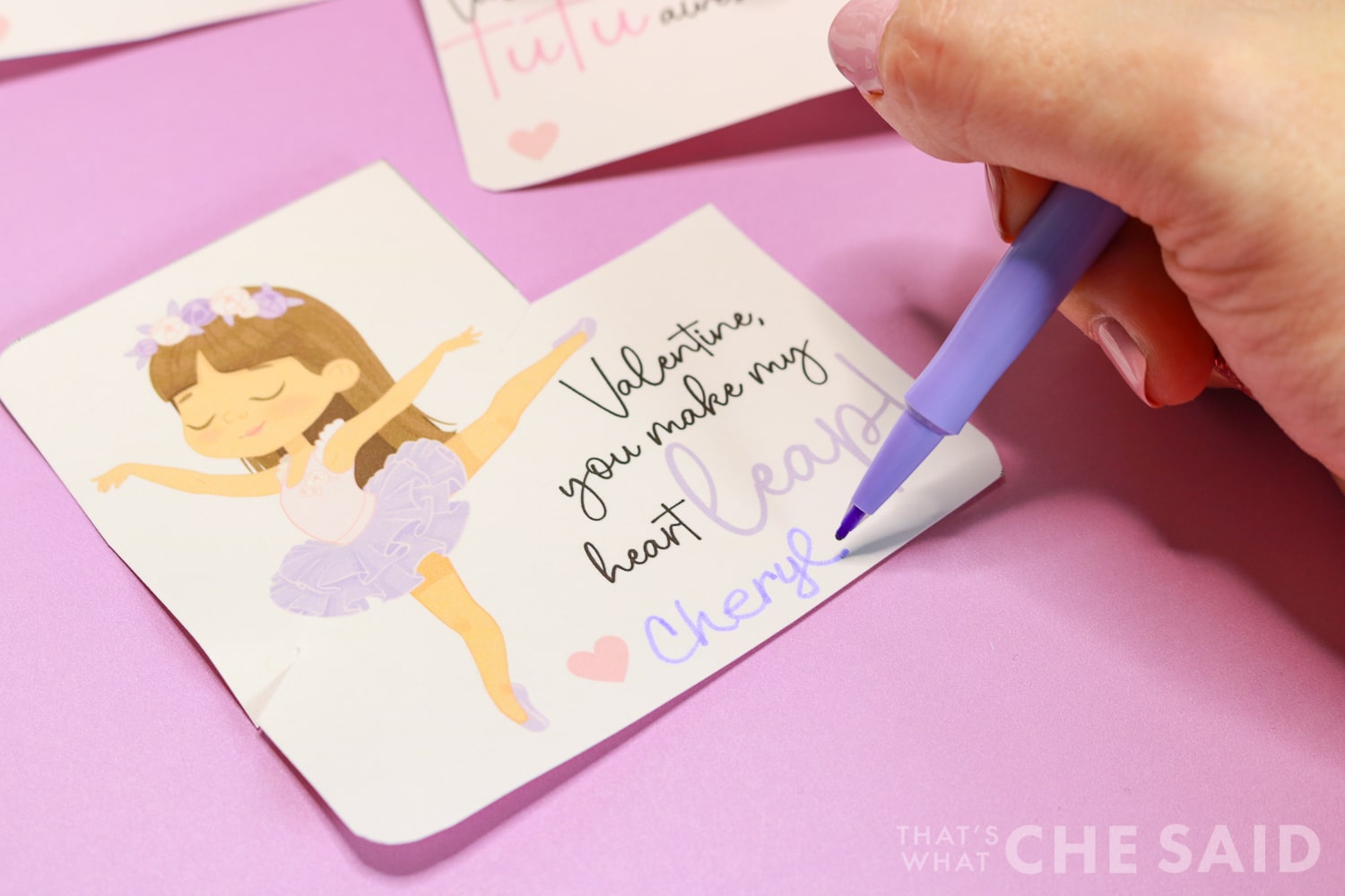 Signing Ballerina Cards with felt flair pen