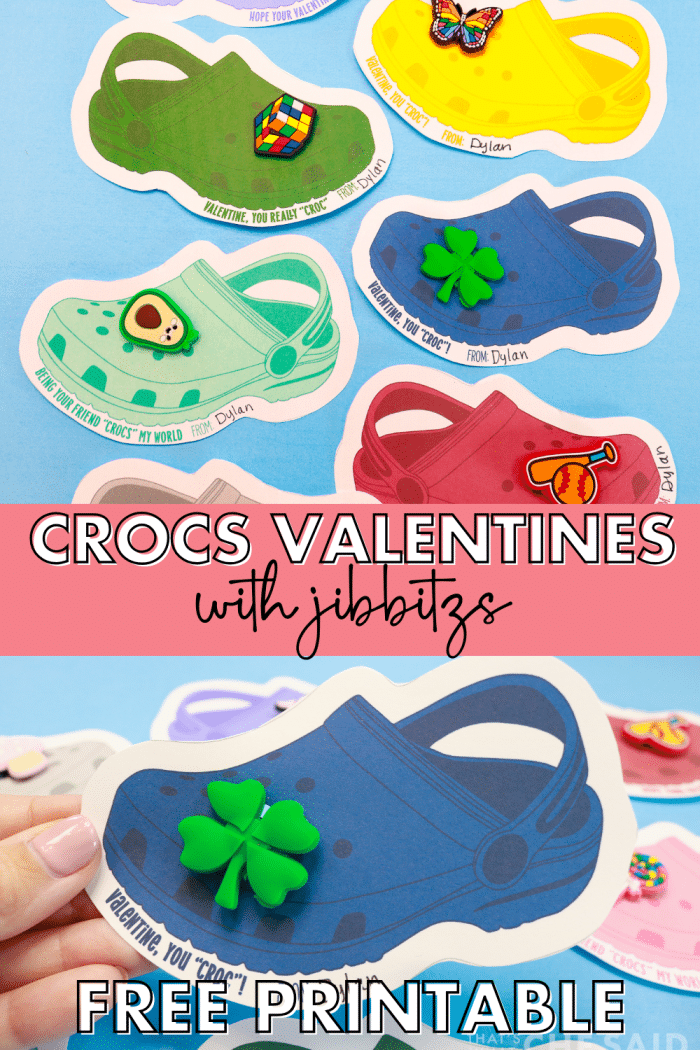 Crocs Valentines Printable - Pin Image with words