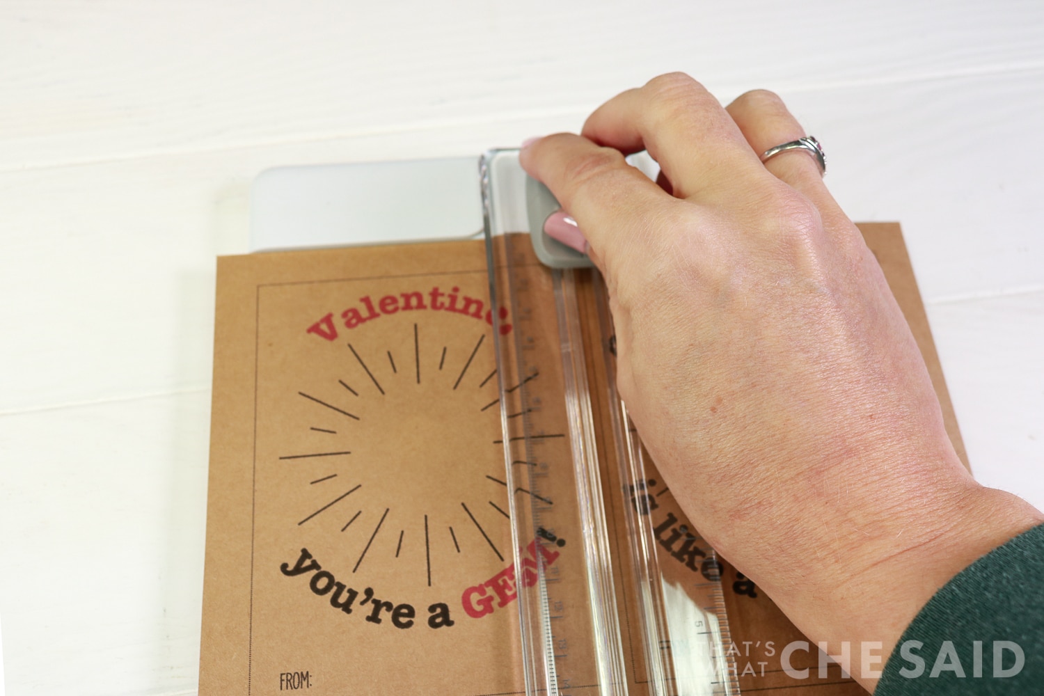 Cutting printable Valentine sheet with paper cutter