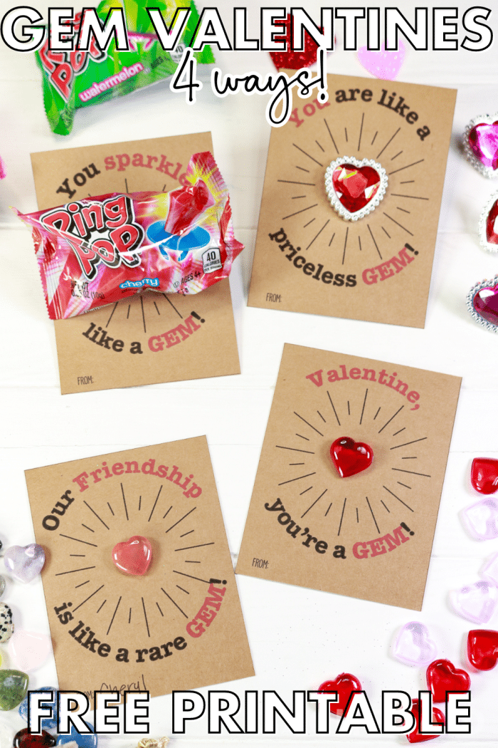 Pin Image, 4 different Gem Valentines