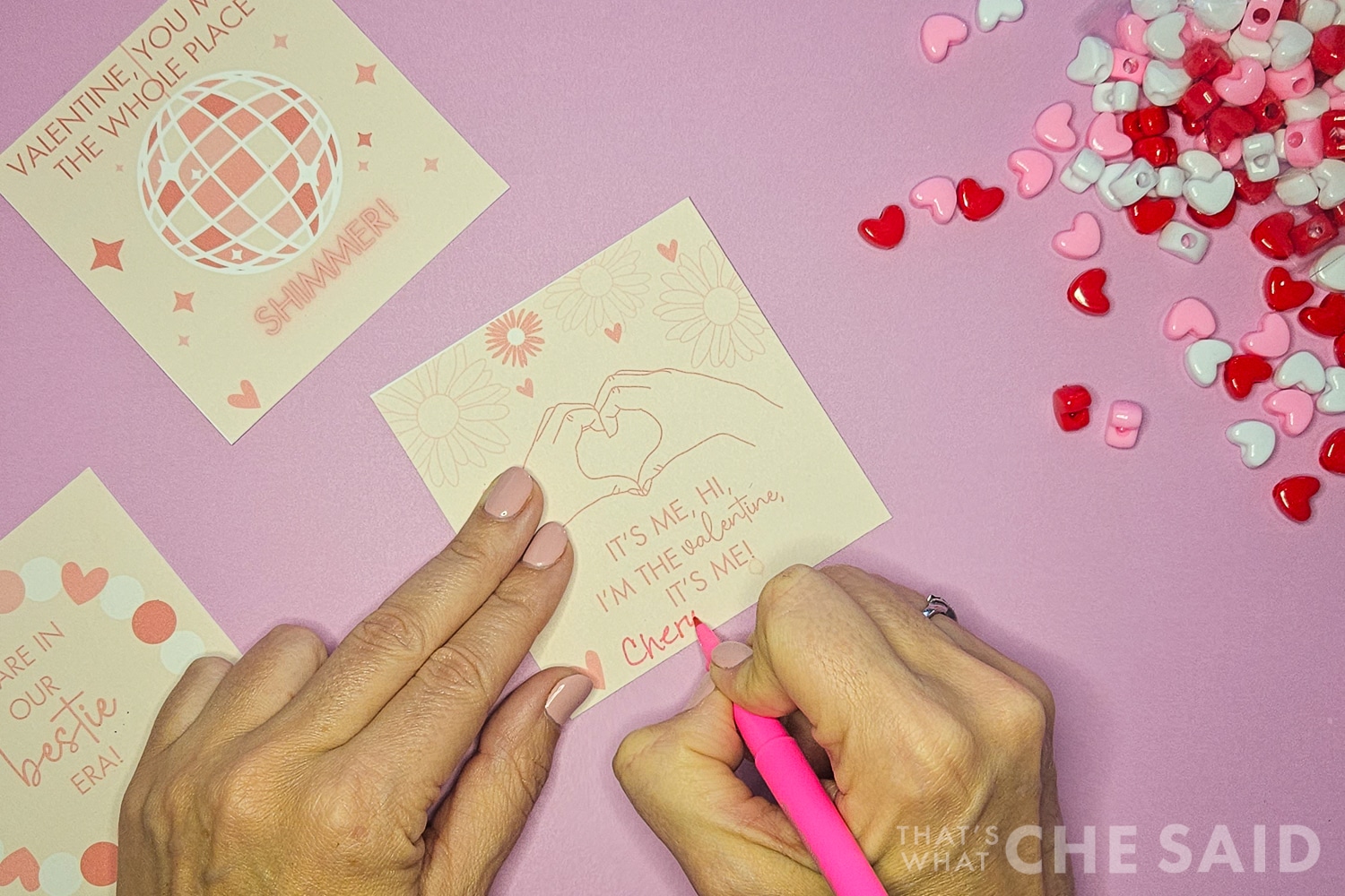 signing name on valentine cards with flair pen