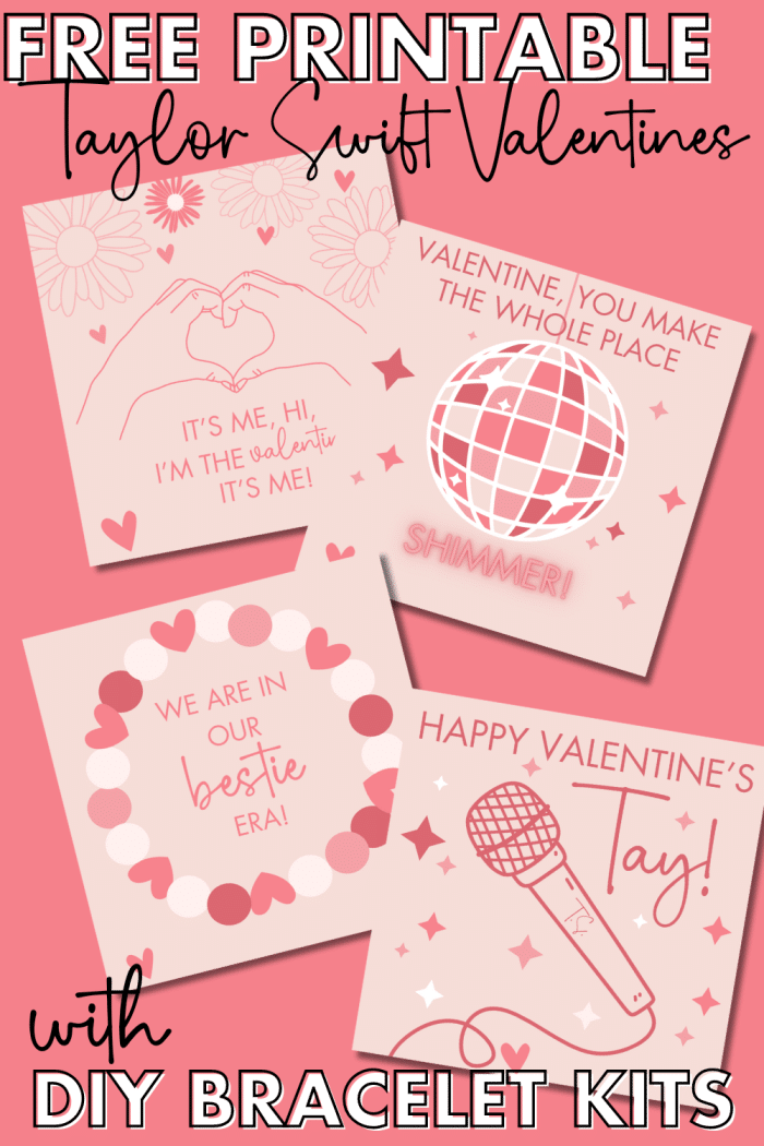 Taylor Swift Valentines Free Printable Cards.  Assemble with diy friendship braclelet kits. 