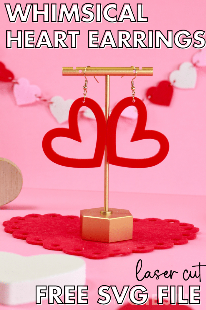 Red Heart Dangle Earrings Social Media - Pin