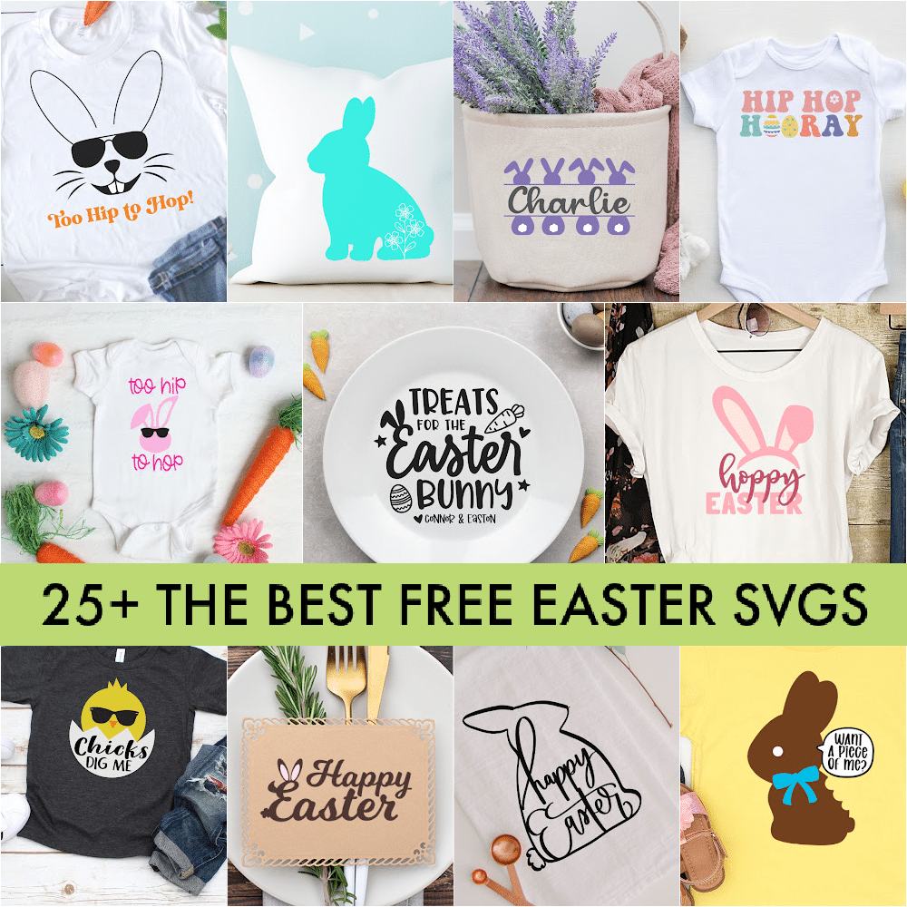 Square Collage of Free Easter SVG files with Social media banner
