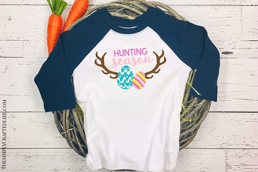 Hunting Season easter design on raglan shirt