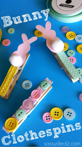 Clothes pins that are converted to bunny clips