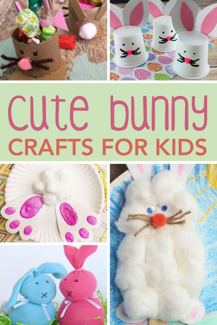 Collage of cute bunny crafts for kids