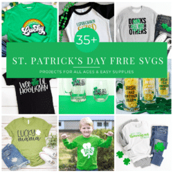 Collage of 9 of the 35 free St Patrick's Day SVG Files in Square format