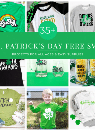 Collage of 9 of the 35 free St Patrick's Day SVG Files in Square format