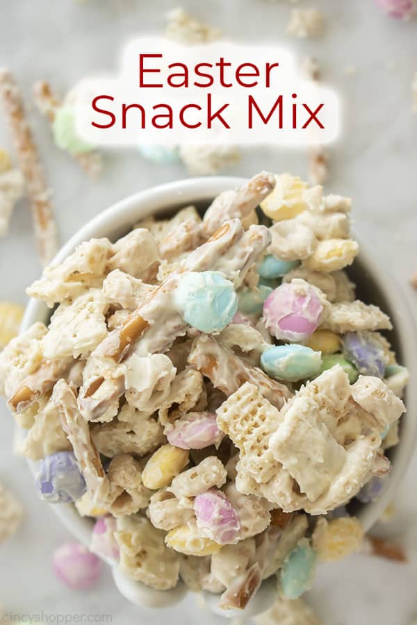easter snack mix in bowl