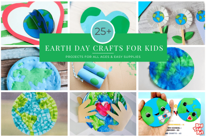 Collage of Earth Day Crafts for Kids - Social Facebook