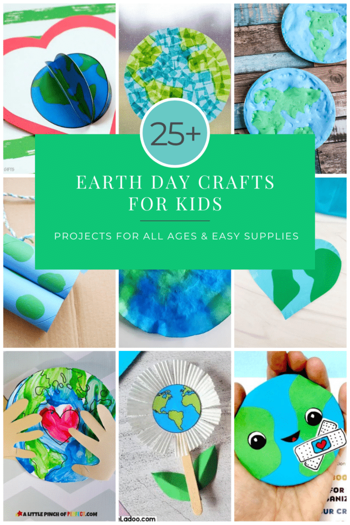 Collage of Earth Day Crafts for Kids - Social Pin