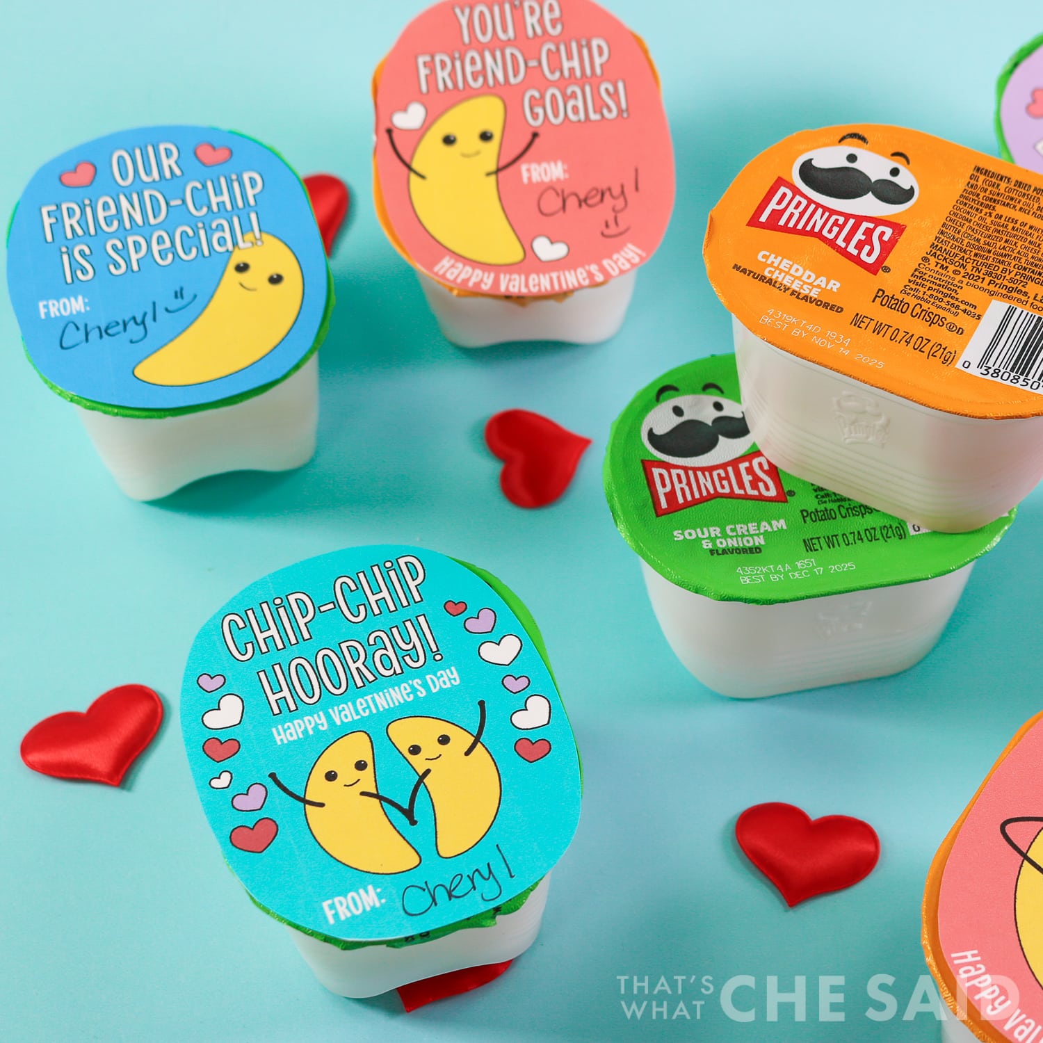 Pringle Valentines made from small pringle snack packs Square