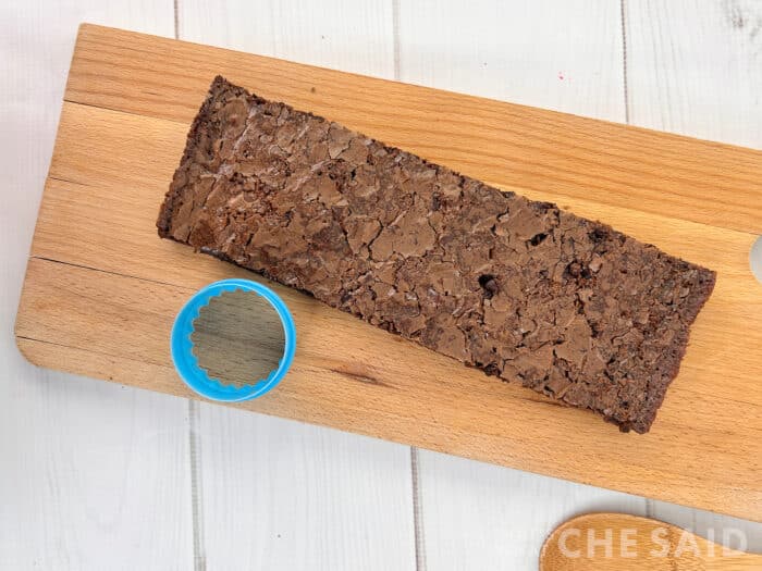 Brownies baked and ready to be cut