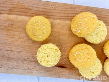 Cupcakes with liners removed and cut in half