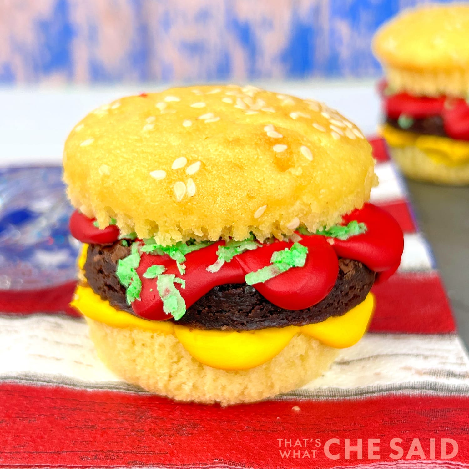 Burger Cupcake in Square format