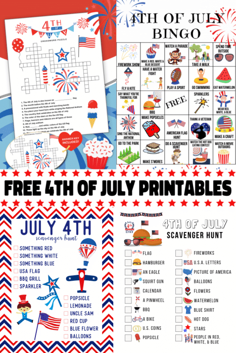 4th of july printable bundle collage