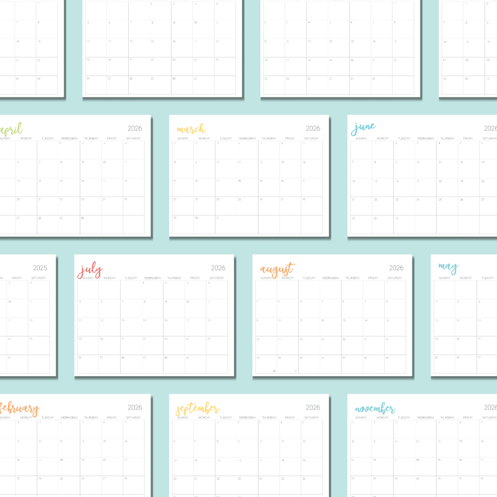 free printable 2026 calendar