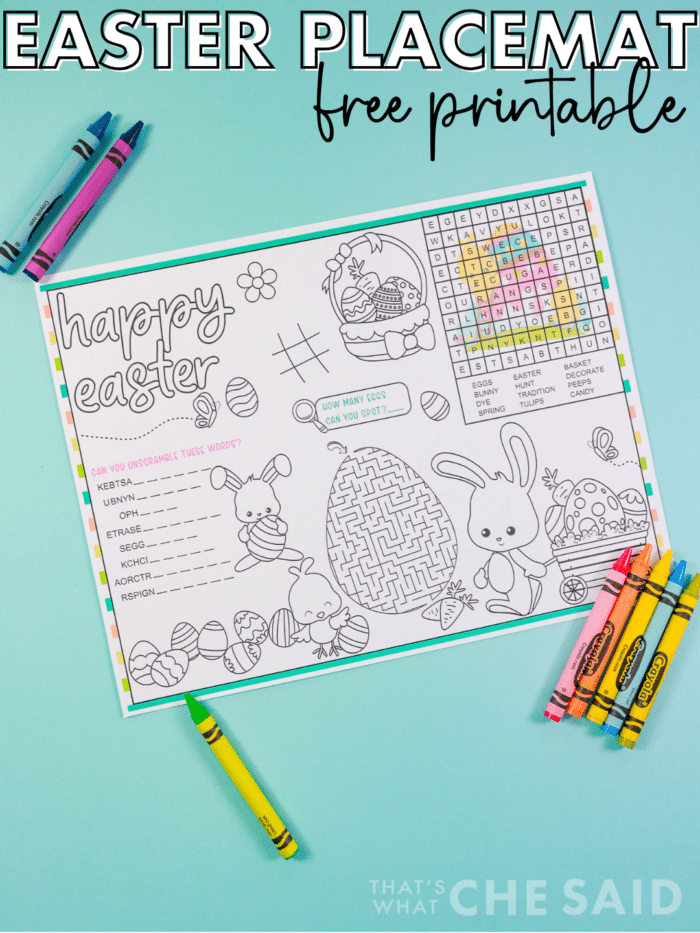 Vertical social image for free printable easter placemats