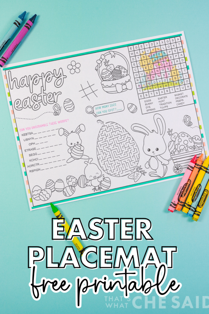 Pin image for free printable easter placemats