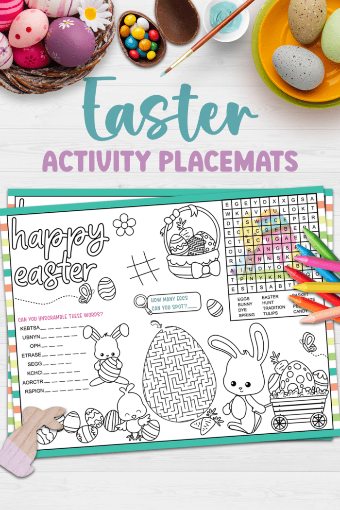 Easter activity placemats pin image