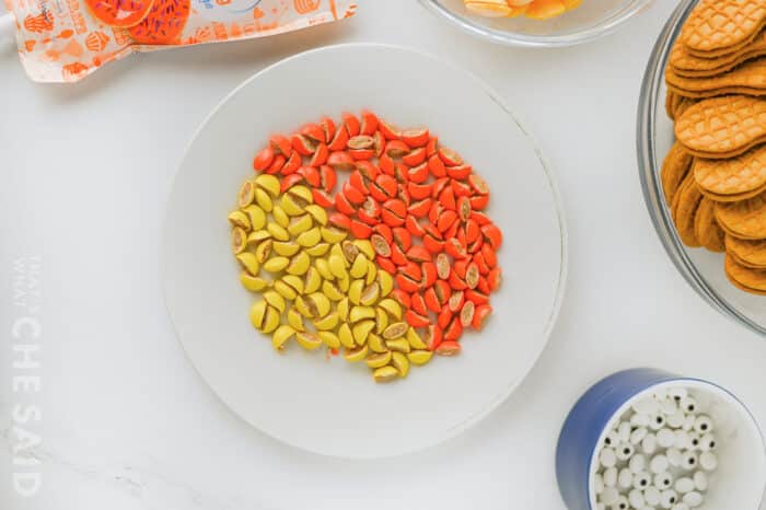 Candies cut in half.