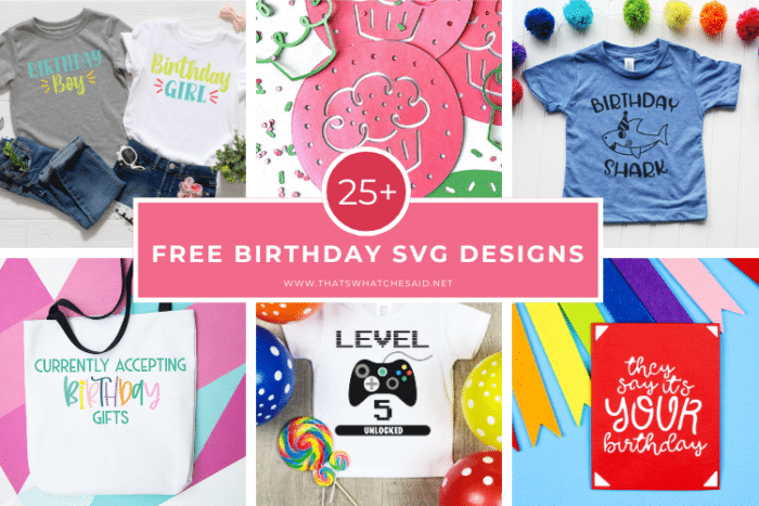 Horizontal Collage of 25+ Free Birthday SVG Files