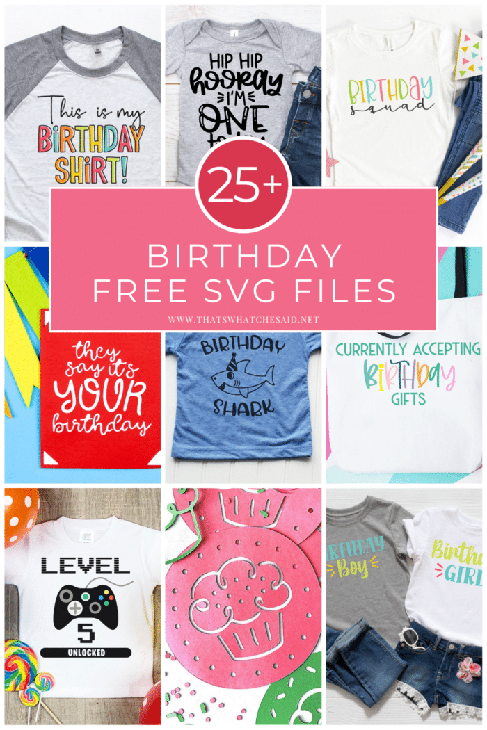 Vertical Collage of 25+ Free Birthday SVG Files