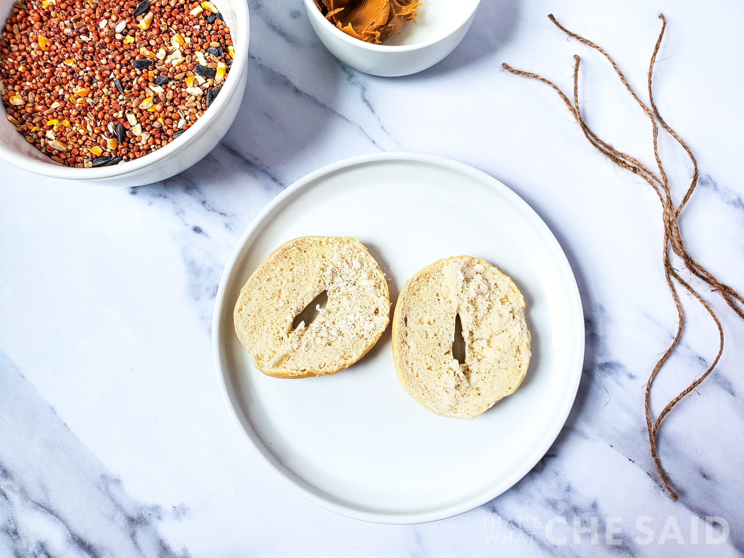 Bagel sliced in half