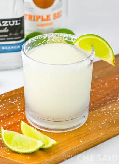 blender margarita using limeade close up vertical