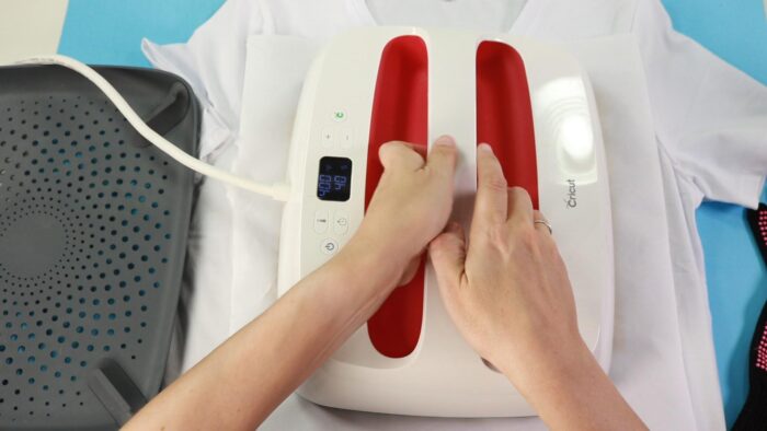 Pressing the sublimation design with an EasyPress 2