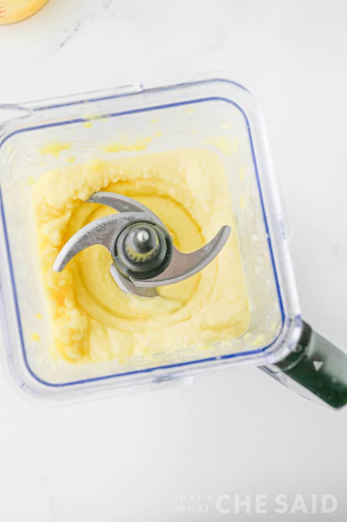 Blender with blended pineapple
