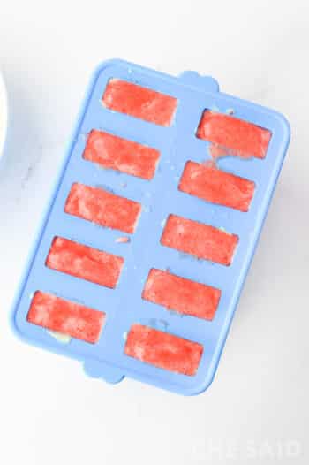 Popsicle mold filled to top