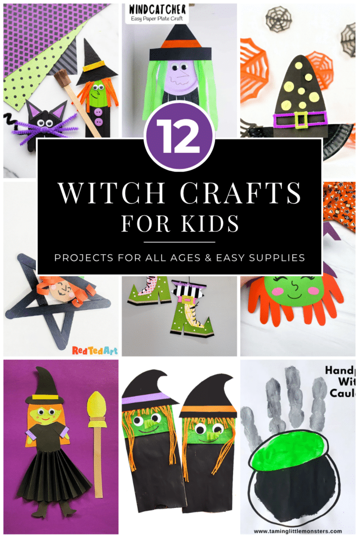12 Witch Crafts for Kids - Pinterest Pin