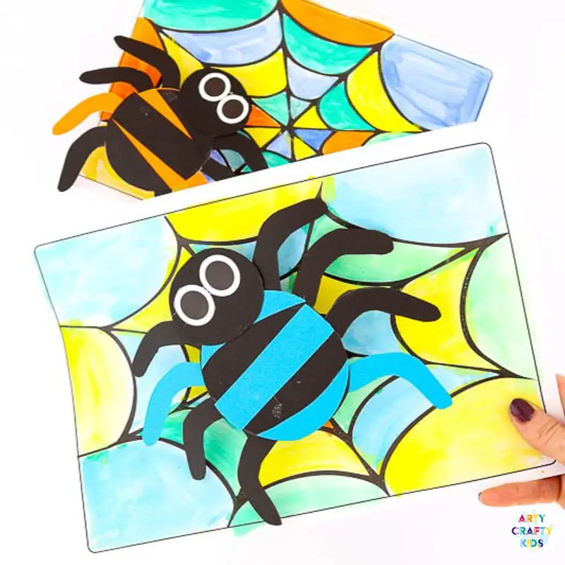 Paper spider web with a "bobble" spider craft