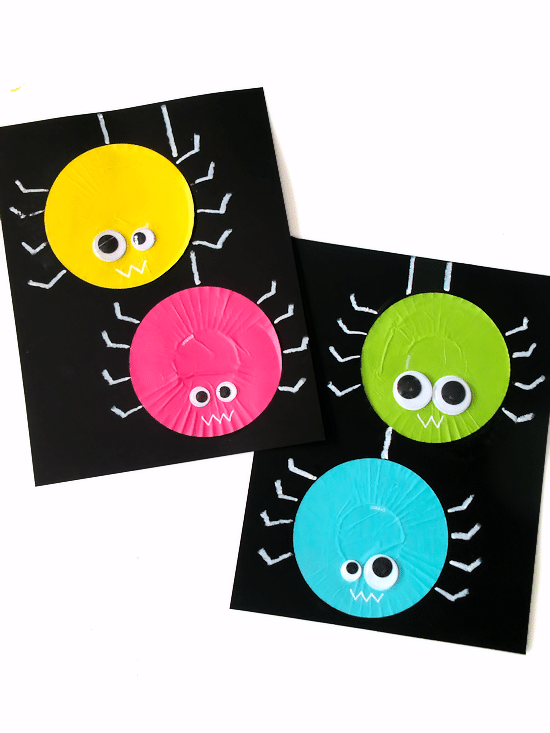 spiders made with cupcake liners
