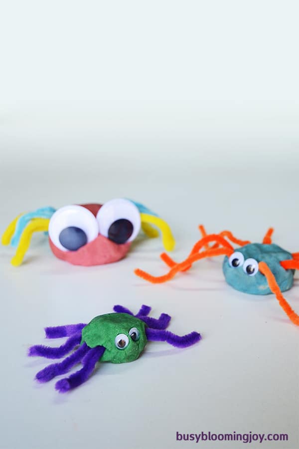 Playdough and pipecleaner spider crafts