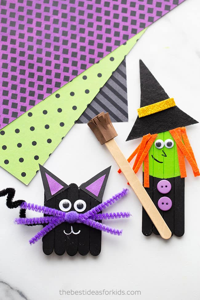 Popsicle Witch and Cat Craft