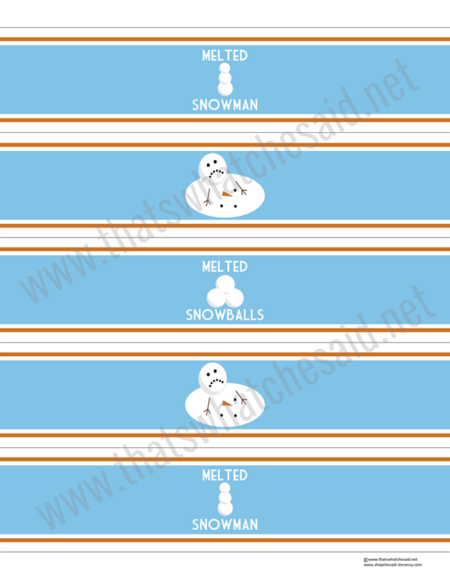 Melted Snowman Water Bottle Labels