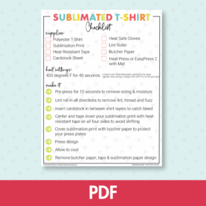 Sublimated T-Shirt Checklist