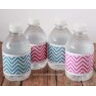 Pink & Blue Chevron Water Bottle Labels