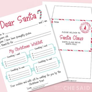 Printable Christmas Wish List + Envelope